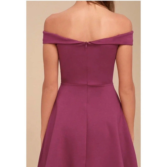 Lulus Season Of Fun Magenta Off The Shoulder Skater Fit and Flare Dress Size S - Picture 10 of 10
